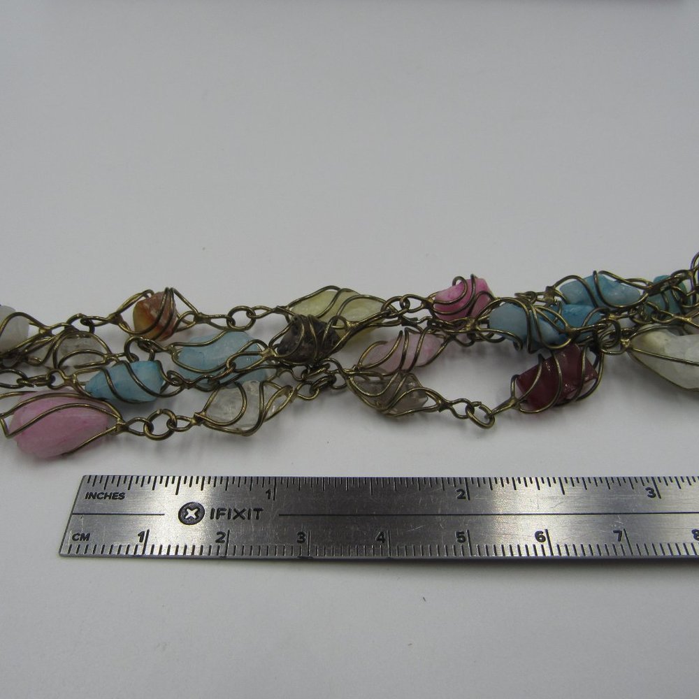 Hangs 16" Wire Wrapped Stone Necklace Vintage - Picture 3 of 4